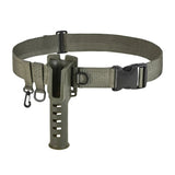 Fishing rod holder belt for outdoor enthusiasts, adjustable and comfortable for extended fishing sessions.