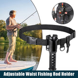 Fishing rod holder belt for hands-free convenience, adjustable and secure, ideal for outdoor fishing.