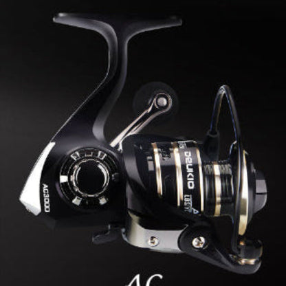 Fishing reel with 'Crazy' branding on a black background