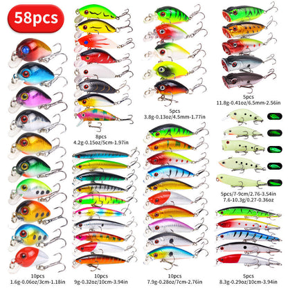 fishing lure kit 22pcs 58pcs 102pcs