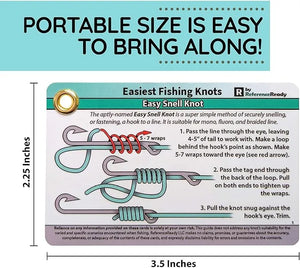 Fishing knot card with instructions and measurements on a white background