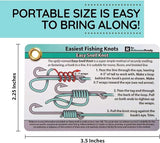 Fishing knot card with instructions and measurements on a white background
