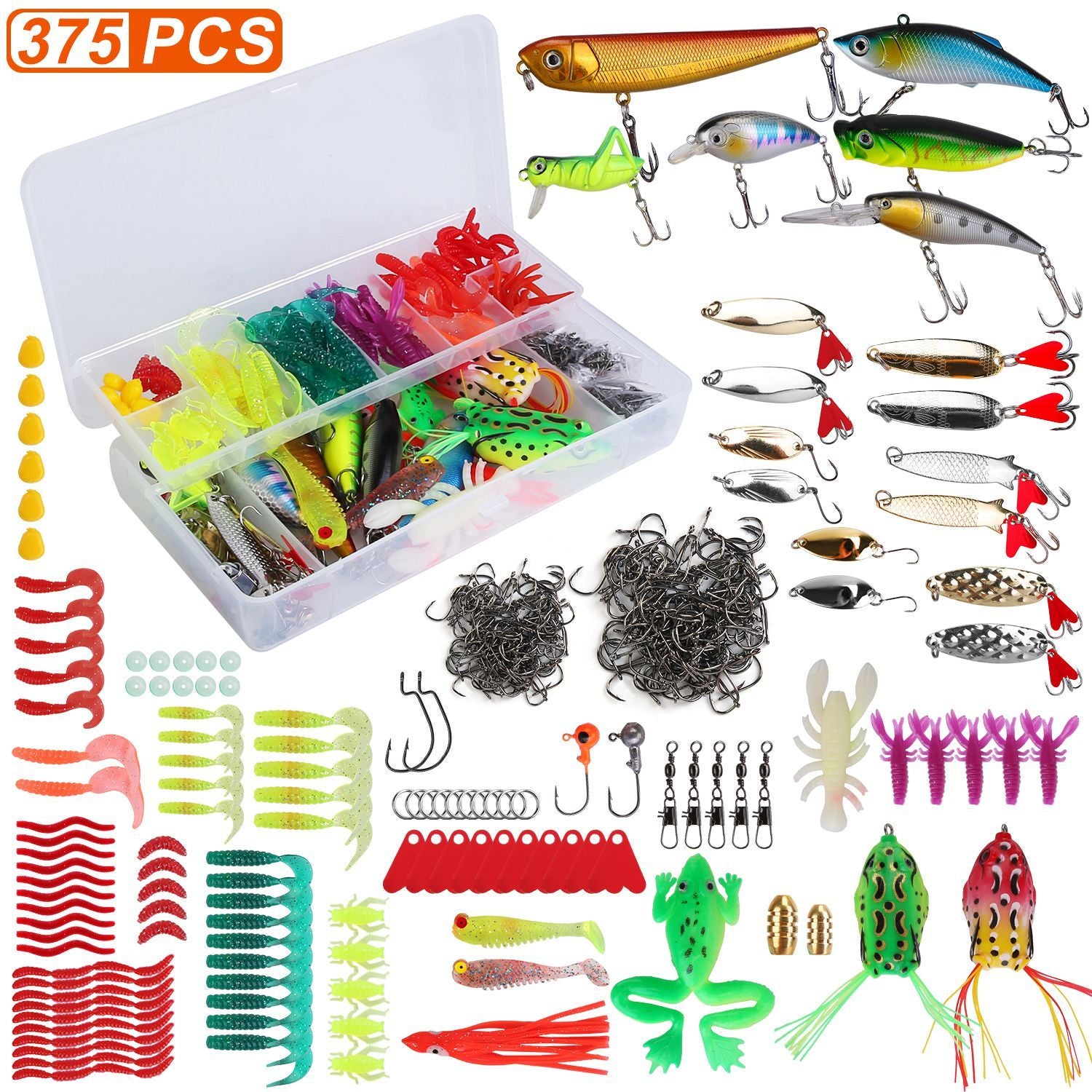 375Pcs Fishing Baits set