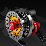All-metal fly fishing reel with vented design, durable and lightweight