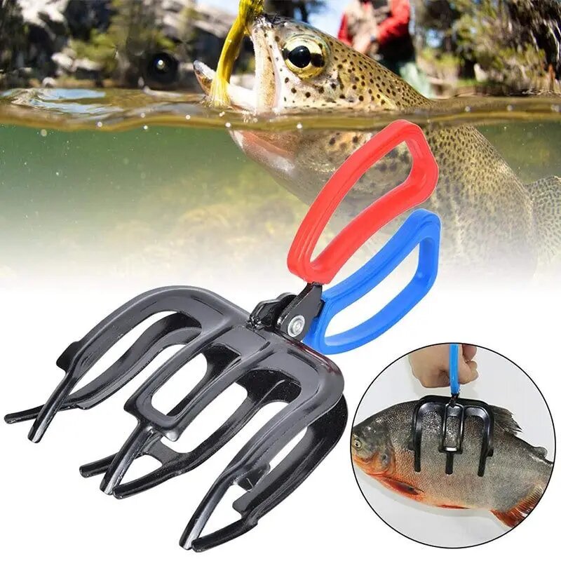 Angler using the pliers to remove a hook from a fish