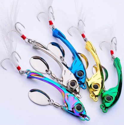 Set of colorful fishing lures on a white background
