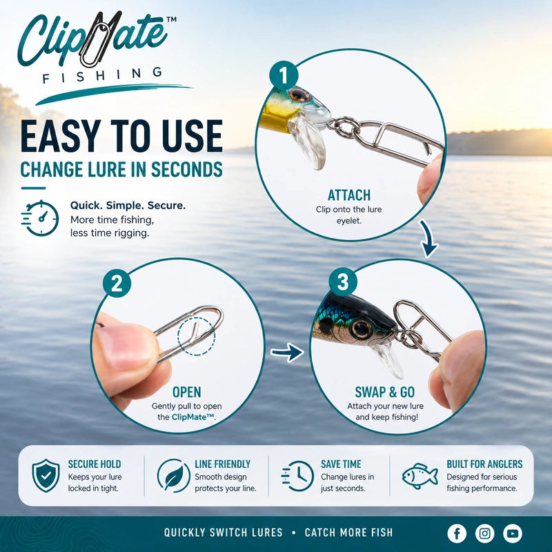 Topwater Fishing Speed Clips – Quick & Secure Lure Attachment (15-120lbs) –
