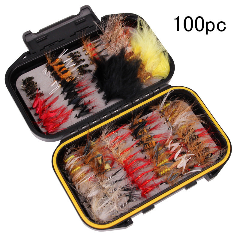 Close-up of hand-tied nymph flies for trout and panfish fishing.