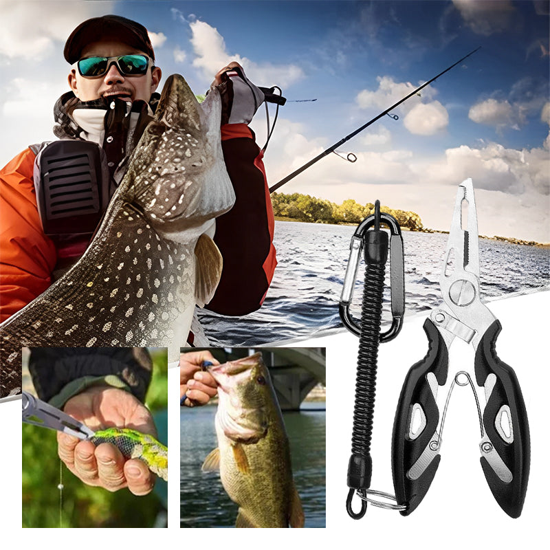 Premium fishing pliers with spring-loaded handle for smooth operation