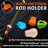 RodStrong elastic rod holder clip securing multiple fishing rods
