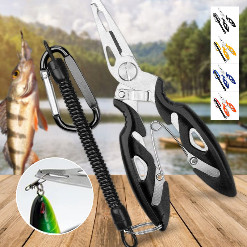 Rust-resistant fishing pliers with ergonomic grip for better control
