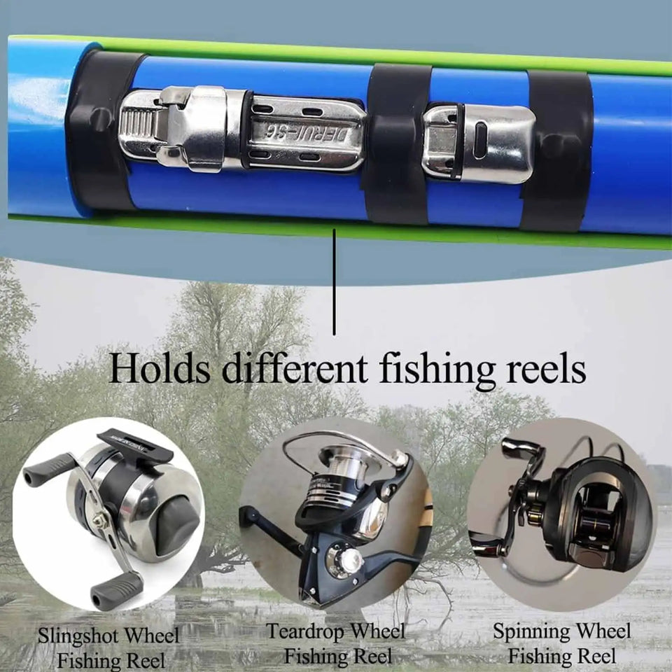 Portable long-range fishing rod with casting mechanism