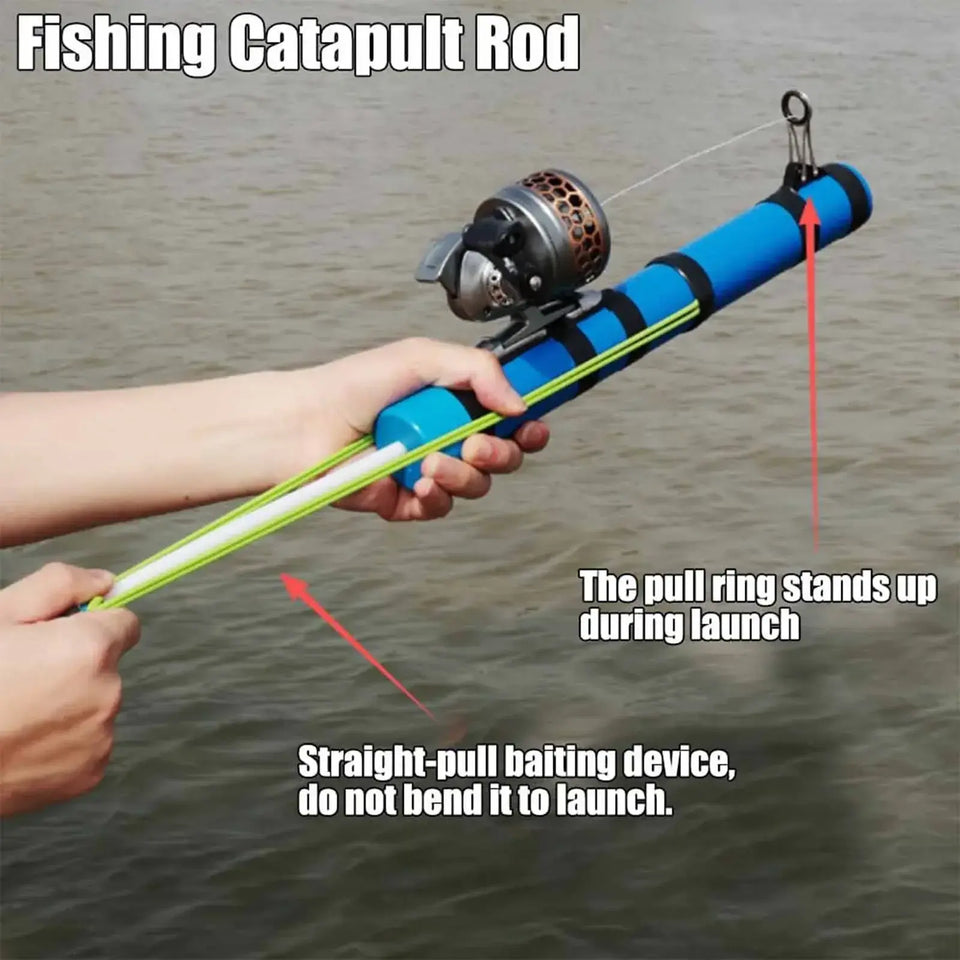 Compact blue fishing rod ideal for powerful casting from shore
