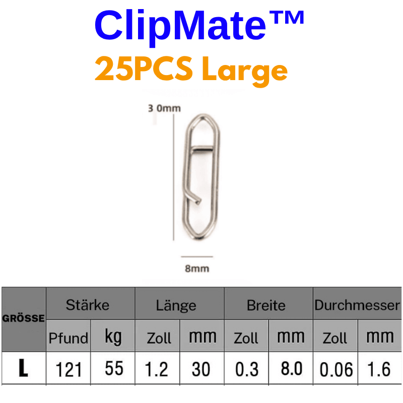 ClipMate large metal clip packaging with specifications on a white background