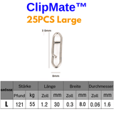 ClipMate large metal clip packaging with specifications on a white background