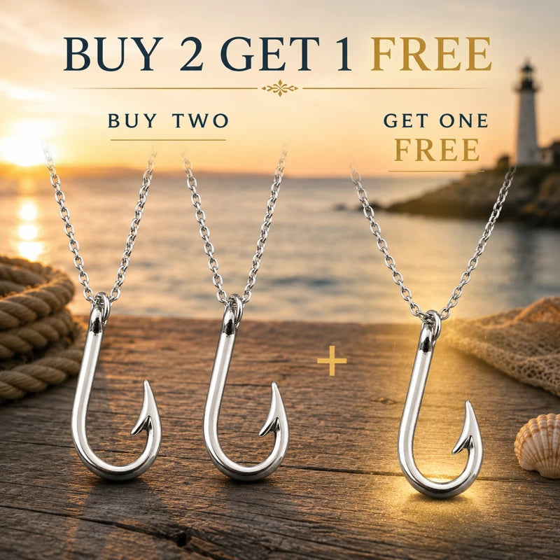 Silver Fish Hook Pendant Necklace