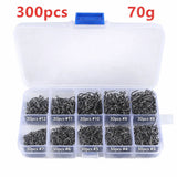 Assorted Barbed Fishing Hooks Set — Sizes 3# to 12#