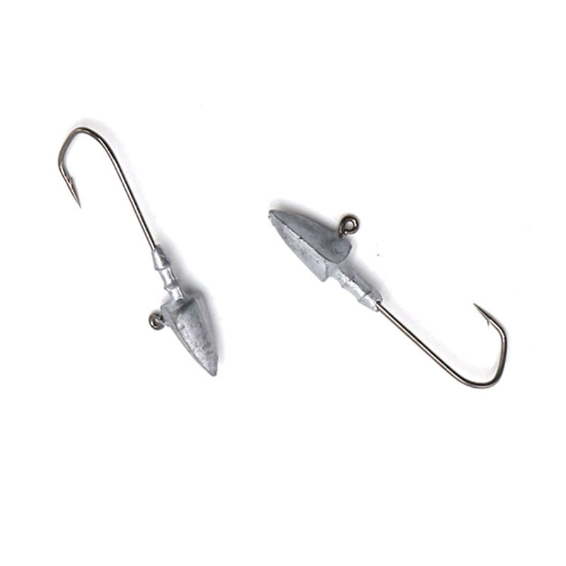 Two fishing lures with hooks on a white background
