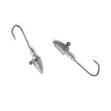 Two fishing lures with hooks on a white background