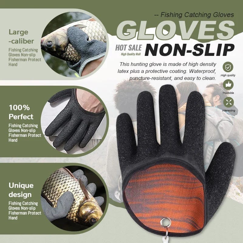 Fishing Catching Gloves with Magnet Release