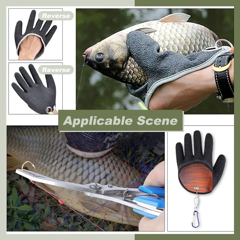 Fishing Catching Gloves with Magnet Release