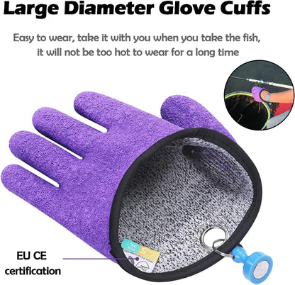 Fishing Catching Gloves with Magnet Release