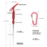 Close-up of the fishing knot-tying tool showing its durable stainless steel construction and multi-functional design.