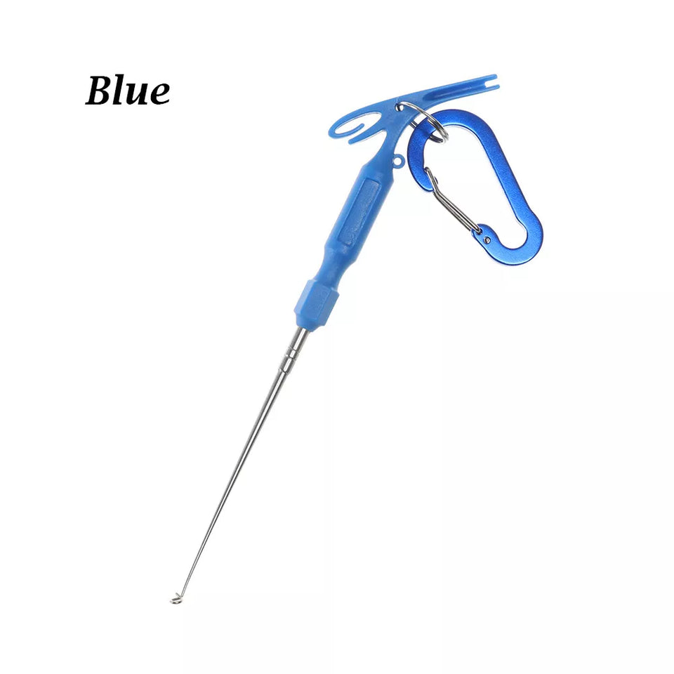 Close-up view of the loop tyer mechanism, making knot-tying easier for fishing enthusiasts.