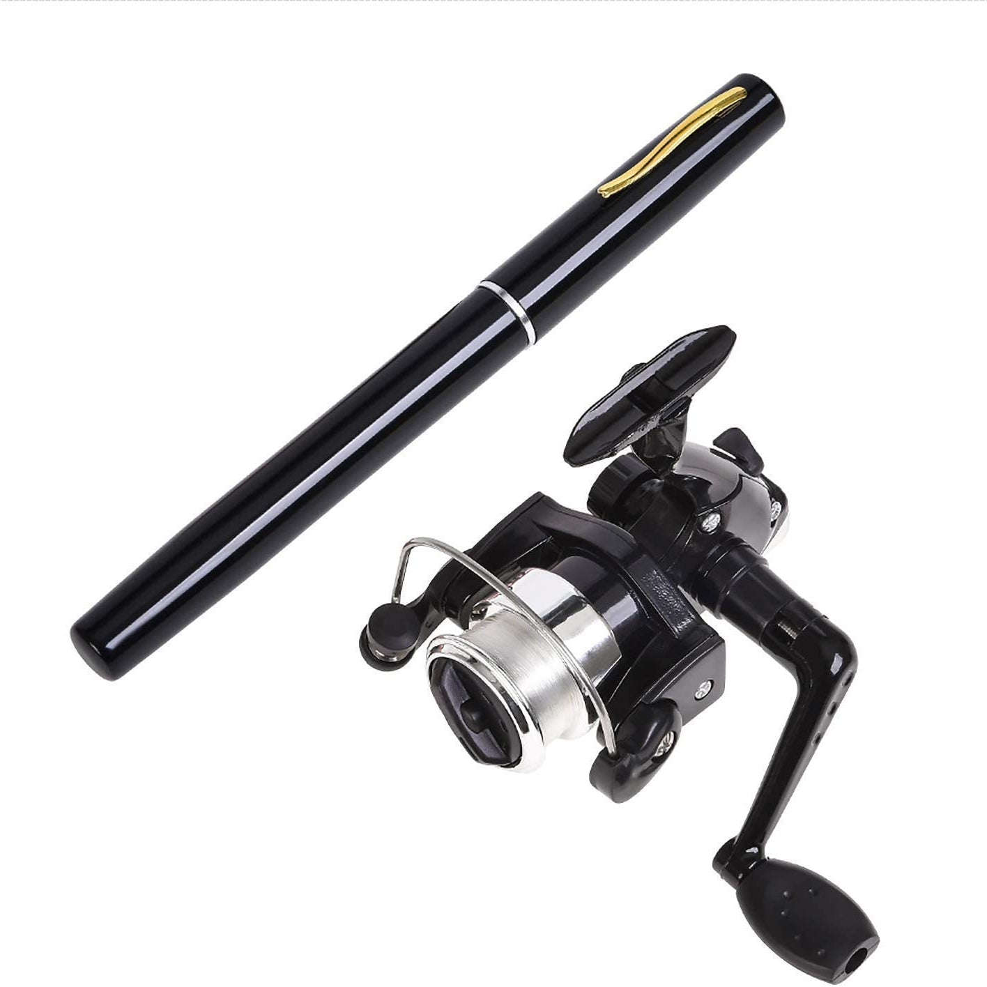 Fishing enthusiast using the Telescopic Drum Pen Rod for a quick catch.