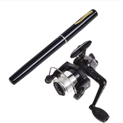 Fishing enthusiast using the Telescopic Drum Pen Rod for a quick catch.