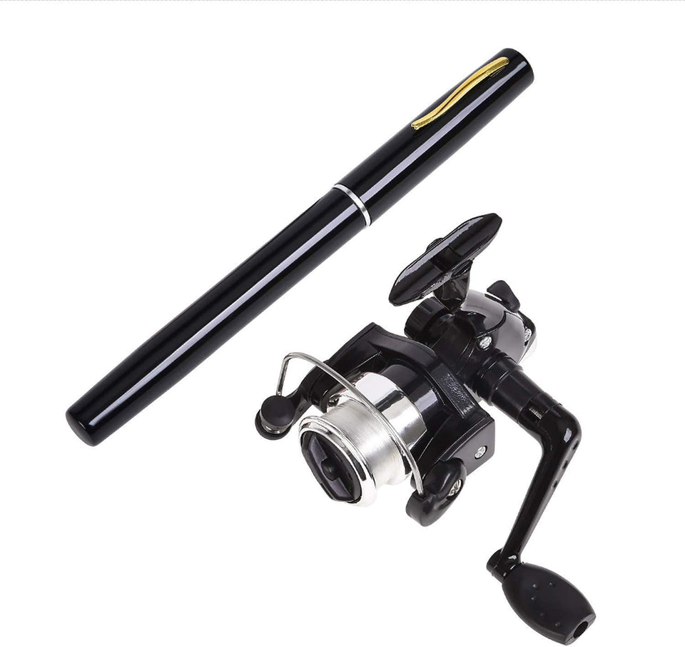 Fishing enthusiast using the Telescopic Drum Pen Rod for a quick catch.