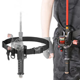 Fishing rod belt holder for fishing enthusiasts, keeps your rod in place and easily accessible.