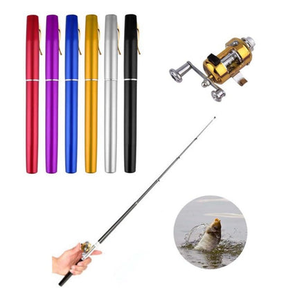 Telescopic Drum Pen Rod set displayed with reel and accessories