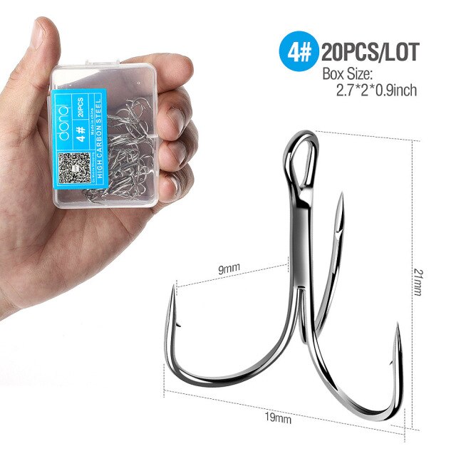 Treble fishing hooks with excellent corrosion resistance.